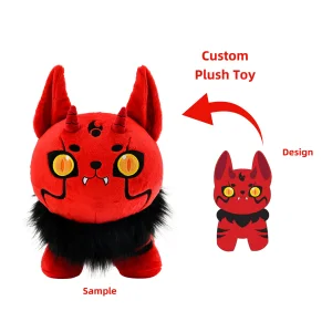 Muñeca de felpa de algodón orgánico segura para niños sensibles Fabricante suave creativo anime Halloween perro diablo rojo juguete de peluche personalizado regalo para niños