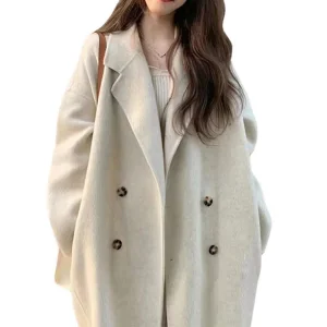 Customized Breathable Wool Silk Lining Ladies Woolen Overcoat Plus Size Winter Coat for Women High Quality