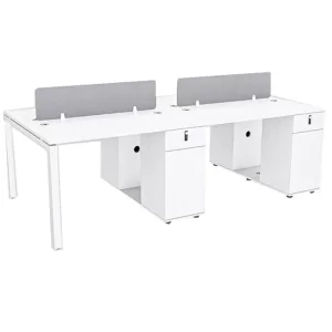 Simple Modern Home Office Furniture 4-Person Staff Desk and Chair Set with Modular Bamboo Screen Partition