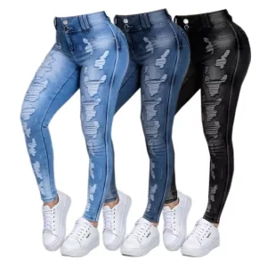 Jeans lápis justos sexy casuais