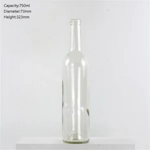 750ml Tall Transparent Straight Neck Red Wine Glass Bottle Liquor Bottle
