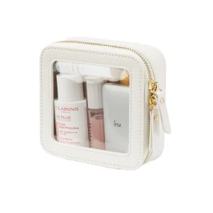 Small Cute Tiny Leather PU for Toiletry Organizer Case Mini Clear Makeup Bag with Zipper Closure for Travel Purse Cosmetics