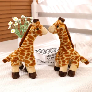 Precio mayorista de peluches personalizados diseño a medida muñecos de animales súper suaves juguetes promocionales de alta calidad simulación realista jirafa de peluche fábrica