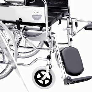 Shower Chair Rolling Transport Toilet Commode Wheelchair for Seniors and Disabled