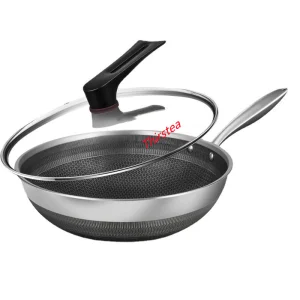 Double Sided Honeycomb 316 Stainless Steel Wok Induction Stove 32cm Cooking Wok