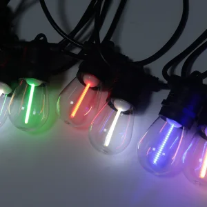 Decoração S14 Vermelho Amarelo Azul Branco Cor Vintage Lâmpadas Edison String Luzes LED String à Prova d'Água Pátio Solar Externo