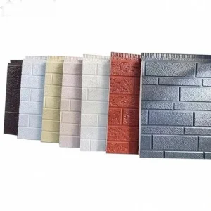 Decorative Thermal Insulation Water Resistant Embossed Steel Facade Panels Metal Wall Cladding Thermal Break Sandwich Panels PU