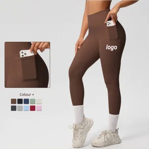 High-Waisted Yoga Pants Double-Sided Brushed Tight-Fitting High-Elastic Sports Running Leggings Women's Leggings with Pockets