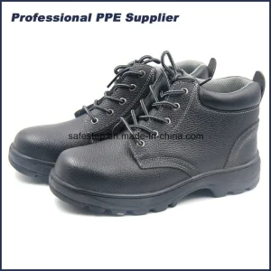 Ankle Black Genuine Leather Antistatic Oil Resistant Steel Toe Cap Working Men′ S Industrial Safety Boots Manufactures for Construction