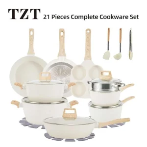 21pieces Granite Black Nonstick Aluminum Pans and Pots Cookware Set
