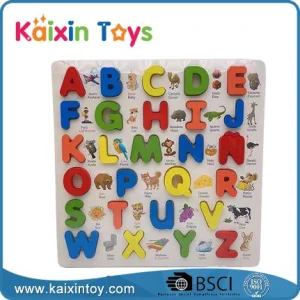 Wooden Puzzles for Toddlers, Alphabetshape Learning Puzzle for Kids Ages 3 4 5, Montessori Toys Preschool Education Gift