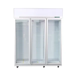Commercial Triple Glass Door Beverage Display Cabinet for Supermarket and Convenience Store Large Capacity Upright Drink Cooler Refrigerator with Fan Cooling