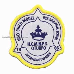 Custom Name Logo Merrow Border Computer Made Woven Badges Patches for School