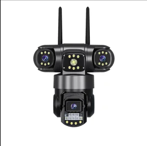V380 New 3 Lens and 3 Screen Sc28-G Black 6MP Security CCTV Wireless IP Security 4G Network PTZ Triple-Lens Camera Sc28