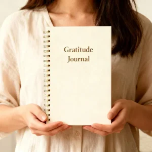 Original Gray Almond Black Pink Color Fabric Covers My Daily Self Care Journal Wellness Gratitution Mental Health Journal