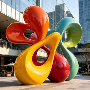 Escultura de Flor em Fibra de Vidro