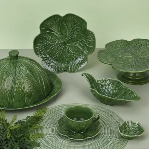 Conjunto de Pratos de Cerâmica de Repolho