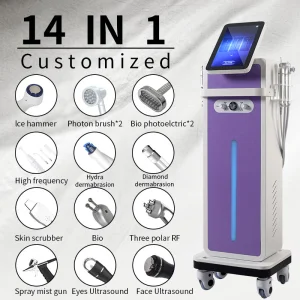 14 em 1 Personalizar Equipamento de SPA para Tratamento de Água Oxigenada, Peeling de Jato, Limpeza Facial, Cuidados com a Pele, Equipamento de Beleza