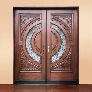 Top Quality Wooden Door House Villa Exterior Double Engrave Wooden Doors Custom Made Solid Wood Main Front Entry Door Design