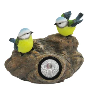 Solar-Powered Two Little Birds on Stone