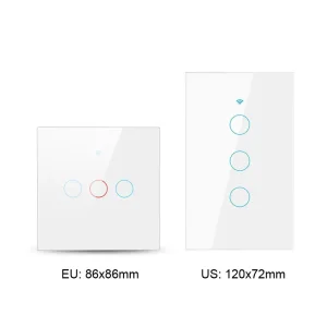 Tuya WiFi APP Remote Controlled Smart EU Us 1 2 3 4 Gang Light Wall Switch Touch Switch Work with Alexa and Google Home