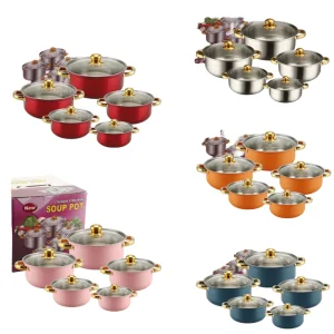 Best-selling in Africa10-Piece Stainless Steel Saucepan Set Heavy Duty Thickened Modern Eco-FriendlyKitchen Cooking Pots Pans