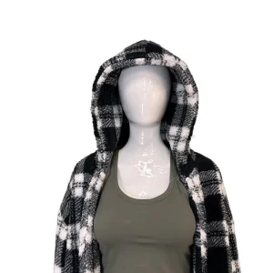Winter Plush Women's Coat New Style Long Sleeved Checkered Hooded Loose Coat Women's Outerwear