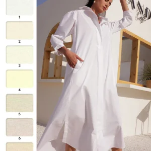 Vestidos Casuais Personalizados de Fábrica para Senhoras Vestido Camisa de Manga Longa