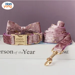 Acessórios para animais de estimação Hanyang, coleira PARA cachorro personalizada, fabricante, designer personalizado, luxuosa coleira de veludo e conjunto de guia para cachorro