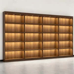 Customized Wine Tea Spirit Collection Wooden Wall-Mounted Wine Rack LED Lighting Sturdy Construction Eco-Friendly Waterproof