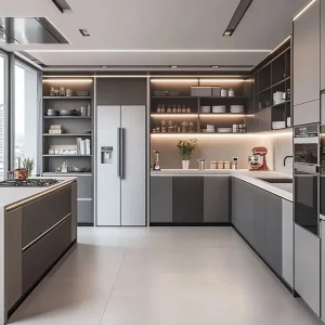 Elegant U-Shape Wooden Kitchen Organizer for Contemporary Spaces