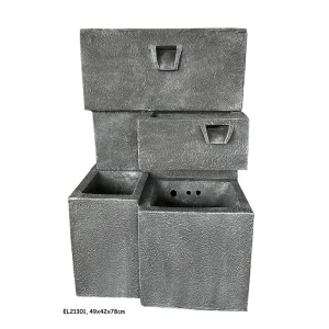 Wholesale Fiber Resin Square Multi-Tiers Fountains