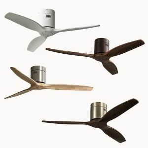 Ceiling Fans 52 Inch Solid Wood Ceiling Fan With Remote Control Silent DC Motor 6 Speed Reversible Modern Wood Ceiling Fan