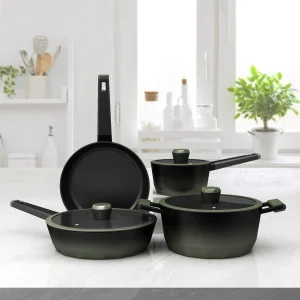 Diamond-Textured Non-Stick Cookware Set Durable Die-Cast Aluminum Body Premium Kitchen Pans with Stylish Design