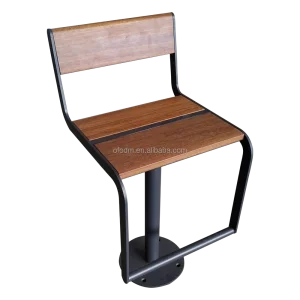 Nordic Style Solid Wood Steel Frame Bar Stool Eco-Friendly Durable for Hotel Dining School Mall Living Room Bedroom Home Bar Use