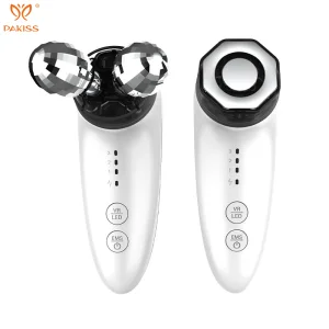Pakiss Dual-Head Interchangeable Facial Massager with EMS + Vibration + Red/Blue Light for Face, Eyes