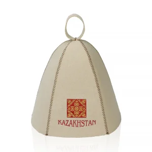 Custom Kazakhstan Themed Wool Felt Sauna Hat
