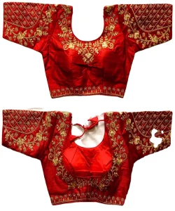 Festival Party Wedding Wear Geometric Georgette Embroidery Beading Appliques Sequined Button Hole Butterfly Sleeve Blouse Ready