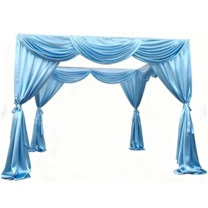 Elegant Satin Curtain Drape with Austrian Swag/Pleated for Wedding/Banquet/Show Decoration
