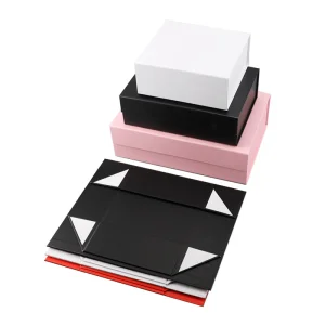 Custom Large Logo Luxury Black Magnetic Folding Gift Box Rigid Cardboard with New Design Matt Lamination Printing Paper Boxes