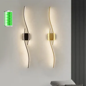 Batterypowered Wireless Wall Light Lamp ModernLED Wall Lamp for Hotel Bedroom Long Strip Corridor Touch Wall Lamp Remote Control