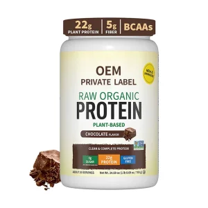 OEM/ODM Zero Sugar &amp; Gluten-Free Bcaa-Enriched Chocolate Flavor Raw Organic Plant-Based Protein Powder