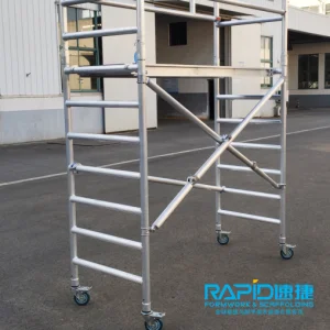 6061-T6 Aluminium Scaffolding Mobile Tower with Wheels Multipurpose Customize Height Aluminium Scaffolding Tower
