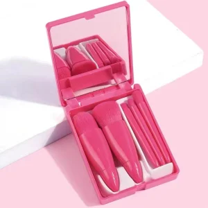 New 5-Piece Mirror Case Makeup Brush Set Portable 5-Piece Makeup Brush Travel Set with Mirror