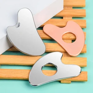 Custom Logo Heart Shaped Body Sculpting Skin Guasha Scraping Massage Tool Cheap Rose Gold Stamp Logo Metal Face Gua Sha