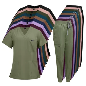 Best Quality Short Sleeve Scrubs Suits Uniforms 4 Way Nurse Hospital Uniforms Jogger Pants Medical Women's Nursing Scrubs Sets