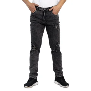 Custom European Style Grey Money Washed Ripped Destroyed Hole Man Skinny Jeans