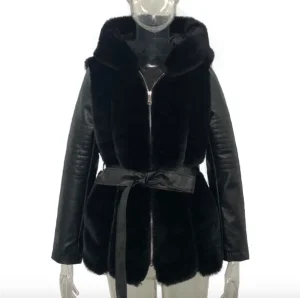 Elegant Women's Winter Warm Clothing Jacket Coat Solid WIth Hooded Casual Parkas Fur Coat Zipper Winter Jackets Faux Fur Coat