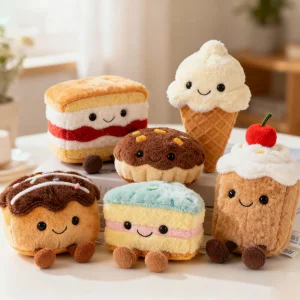 Custom Simulation Cake Bread Plushies Mascot Desktop Ornament Afternoon Tea Series Soft Toy For Brand Merchandise &amp; Bakery Gift