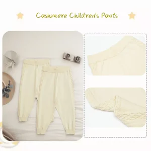 Conjunto de punto para niña joven, ropa de niña pequeña, pantalones de cachemira cálidos y holgados para niños